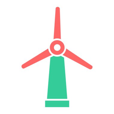 Rüzgar türbini ikonu. Web için yel değirmeni vektör simgelerinin düz çizimi