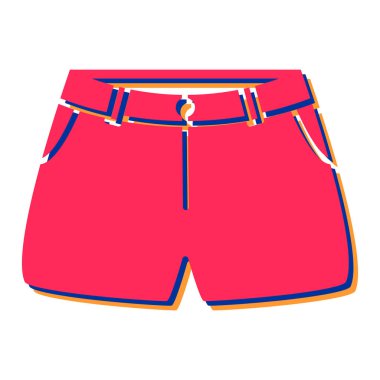 şort simgesi. Beyaz arkaplanda plaj kıyafetleri çizimi çizimi