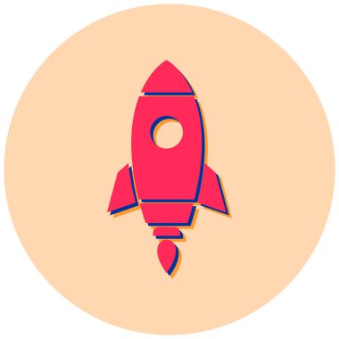 Roket. Web simgesi basit illüstrasyon