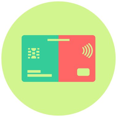 Kredi kartı düz simgesi, vektör illüstrasyonu 