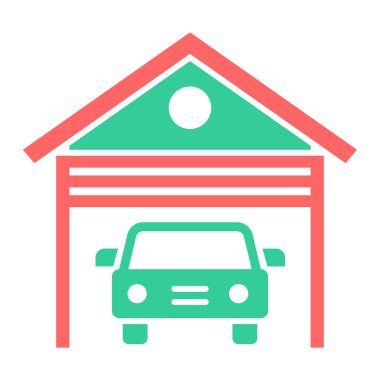 araba garajı ikonu vektör illüstrasyonu