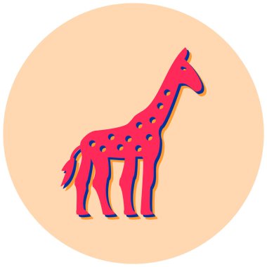 Beyaz arka planda izole edilmiş düz stil bir zürafa simgesi. hayvan sembolü çizimi