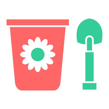 kova ve kürek simgesi, vektör illüstrasyonu basit tasarım 