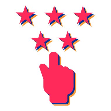 Yıldızlı el ikonu. Düz renk tasarımı. vektör illüstrasyonu.