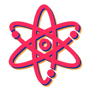 Atom simgesi. Web tasarımı için molekül vektör sembolünün düz çizimi