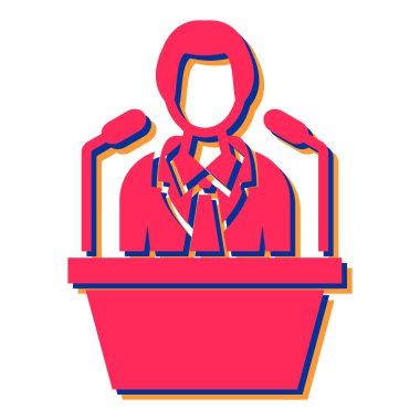 Elinde mikrofon olan bir kadın. düz dizayn. vektör illüstrasyonu