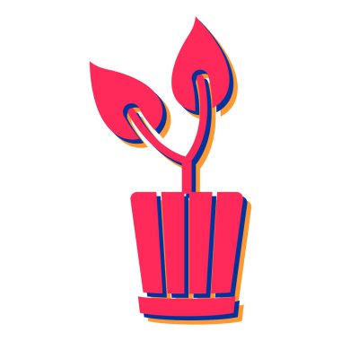 saksı ikonunda bitki. vektör illüstrasyonu