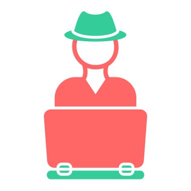 Dizüstü bilgisayarı olan çiftçi, vektör illüstrasyonu