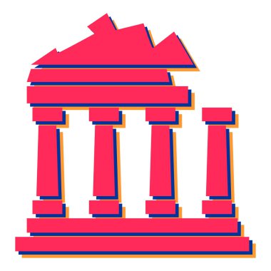 Sütunları olan bir binanın vektör illüstrasyonu