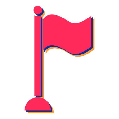 Bayrak simgesi. Kırmızı ve beyaz vektör gösteriminin izometriği