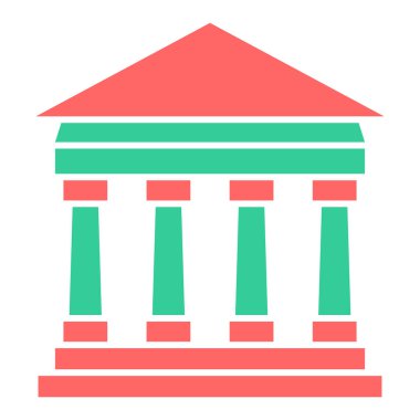 Banka binası ikonu. düz tasarım biçimi.