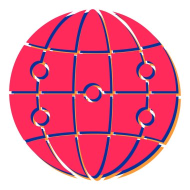 Kırmızı düğmeli toprak küre. vektör illüstrasyonu