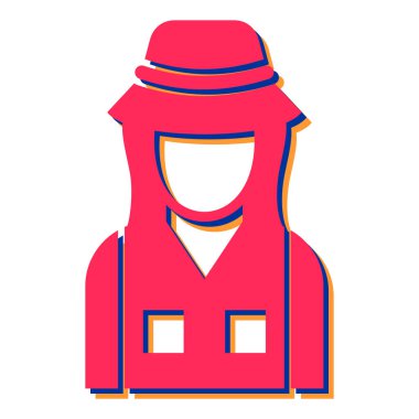 Şapka ikonlu kadın. vektör illüstrasyonu