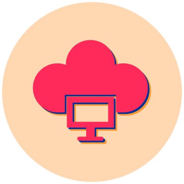 Bulut Hesaplama. Web simgesi basit illüstrasyon