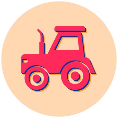 Traktör düz vektör simgesi