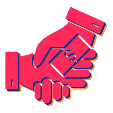 Dolar işareti ikonuyla el ele tutuşmak. düz tasarım biçimi