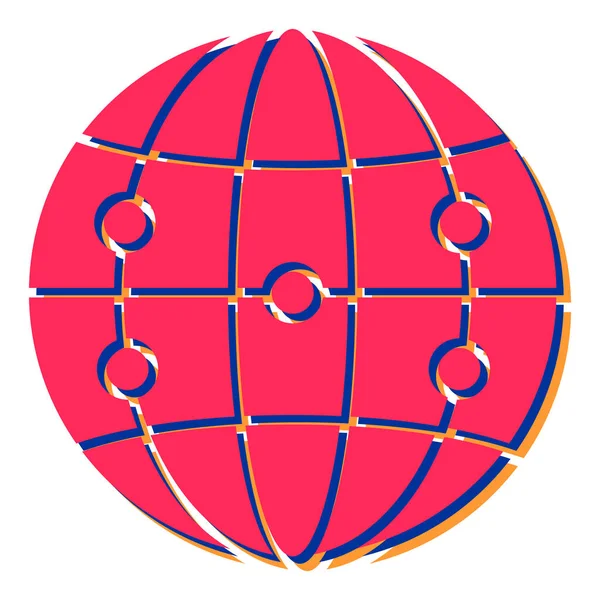 Kırmızı düğmeli toprak küre. vektör illüstrasyonu