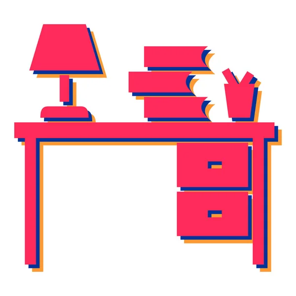 Bureau Bois Avec Livres Illustration Vectorielle Lampe Design — Image vectorielle