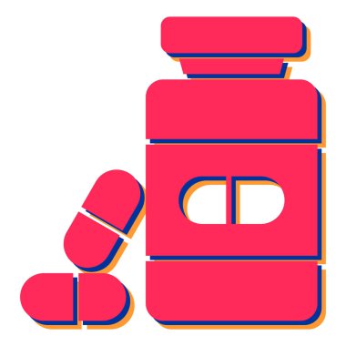 Bir şişe su ikonu. İnternet için ilaç hap vektör simgelerinin düz çizimi