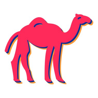 Beyaz arkaplanda karikatür biçiminde deve simgesi izole