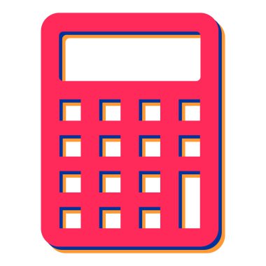 Hesap makinesi simgesi. Web için kırmızı vektör simgelerinin düz çizimi