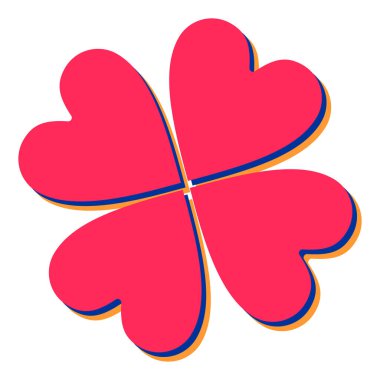 Kalbi kırmızı ve yaprakları beyaz arka planda izole