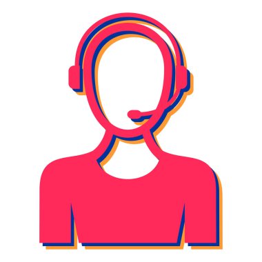 Kulaklık takan kadın karakter vektör çizimi tasarımı