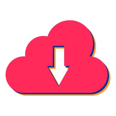 bulut indirme ikon vektör çizimi tasarımı