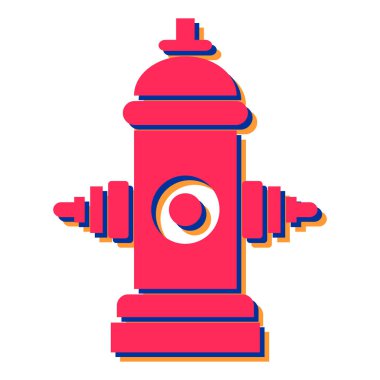 Yangın musluğu simgesi. Su söndürücü vektör illüstrasyonunun izometriği