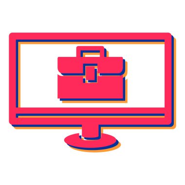 Kırmızı ekranlı bilgisayar monitörü. vektör illüstrasyonu