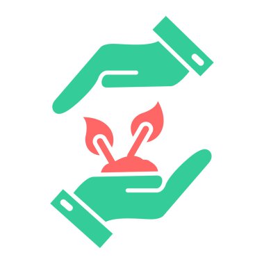 El ele tutuşan bitki ikonu. Vektör illüstrasyonu