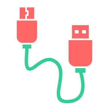 USB kablosu düz vektör simgesi