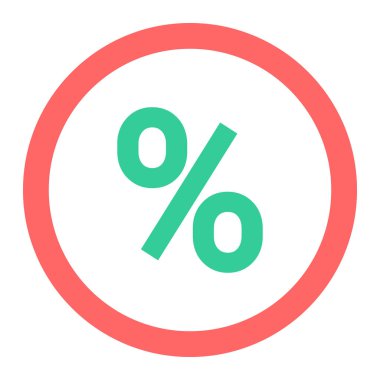 yüzde yüz vektör simgesi. biçim düz yuvarlak sembol, beyaz renk, siyah arkaplan.