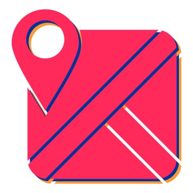 Konum işaretleyici ve pin vektör illüstrasyonlu harita işaretleyici