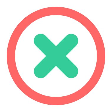 Simgeyi iptal et. biçim iki renkli düz sembol, düz mavi renkler, yuvarlak açılar, beyaz arkaplan