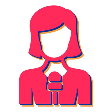 Mikrofon avatar karakter vektör illüstrasyon tasarımlı kadın