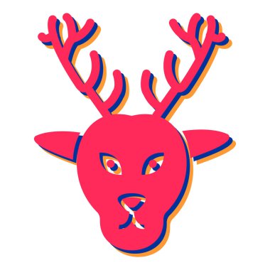 Boynuzlu geyik. vektör illüstrasyonu.