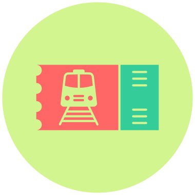 Tren bileti. Web simgesi basit illüstrasyon