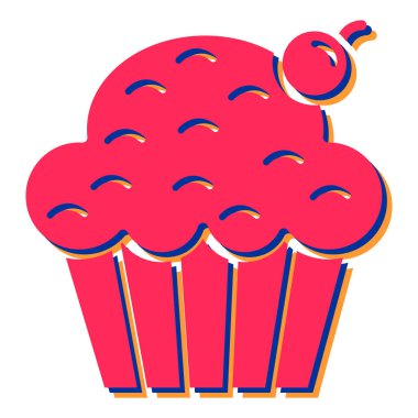 Çikolatalı ve çilekli kek. vektör illüstrasyonu