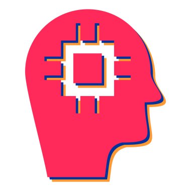 Beyin sistemi düz simgesi, vektör illüstrasyonu