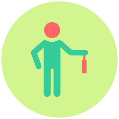 Sırt çantası simgesi olan bir adam