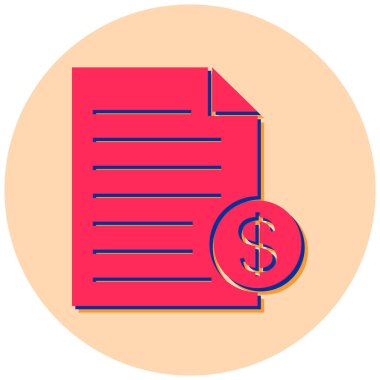 Dolarlı belge. Web simgesi basit illüstrasyon