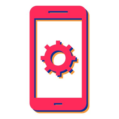 Dişli ikonlu akıllı telefon. vektör illüstrasyonu