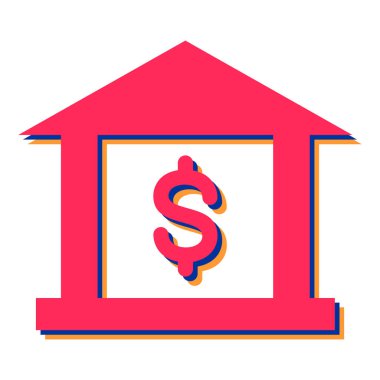 Dolar işareti ikon vektörlü ev. Banka kredi sembolü.