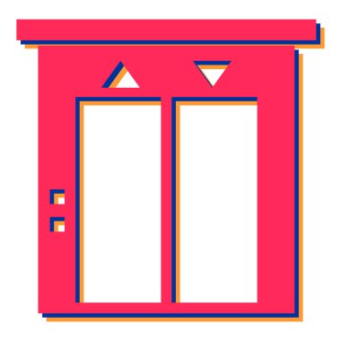 Pencere kapısı simgesi. Mağaza inşa etme vektör sembolü çizimi. beyaz arkaplanda izole