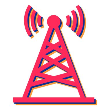 Anten kulesi simgesi. İnternet için radyo uydu vektör simgelerinin düz çizimi