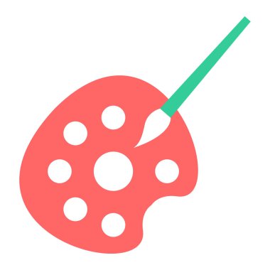 boya paleti ve fırça. Basit resimleme