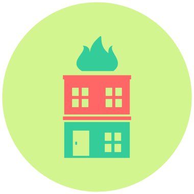 Yangın Binası. Web simgesi basit illüstrasyon