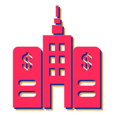 Banka binası simgesi vektör illüstrasyonu