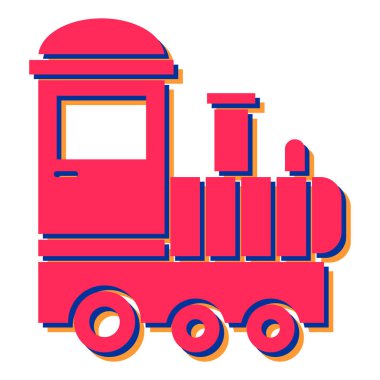 Tren ikonu. Web için demiryolu vektör simgelerinin karikatür çizimi